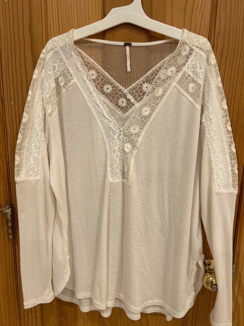 Free People Sheer Lace Blouse with Choker Necklace